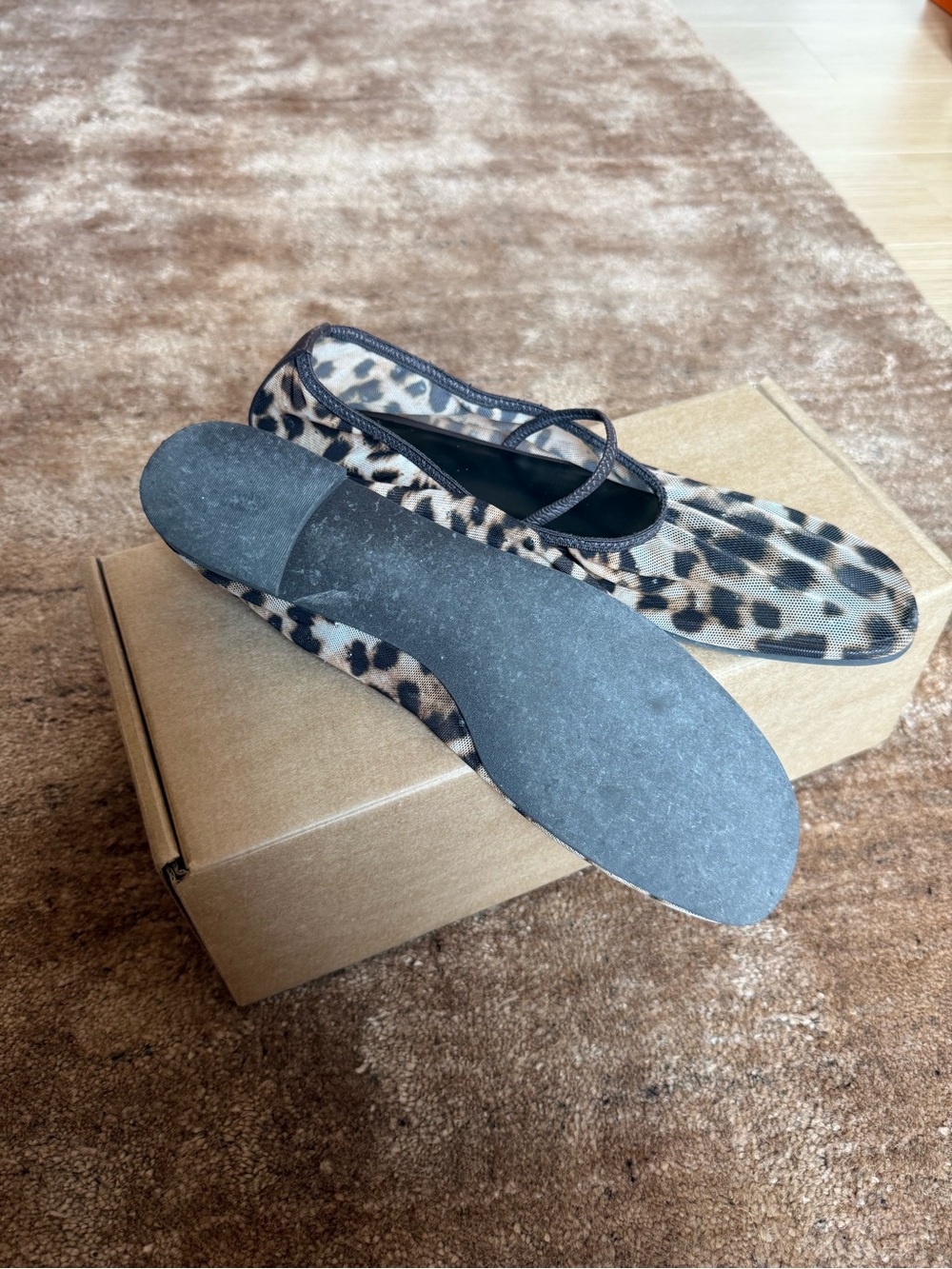 Reformation Leopard-Print Ballet Flats in Black and Tan - Picture 3 of 5